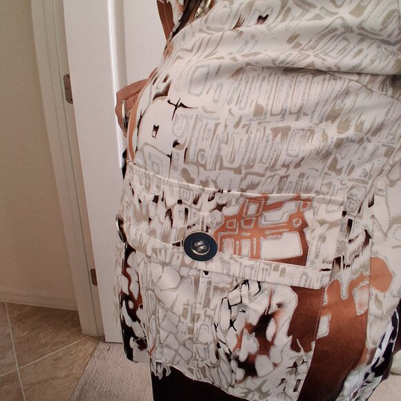 JUSTB Lightweight Abstract Print Button-Down Shirt Jacket Multi-Color Size Large - Picture 12 of 12